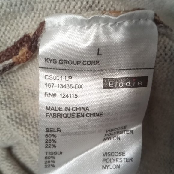 Elodie Women's Knit Animal Instinct Print Sweater Size L Brown Leopard Print - Picture 3 of 4